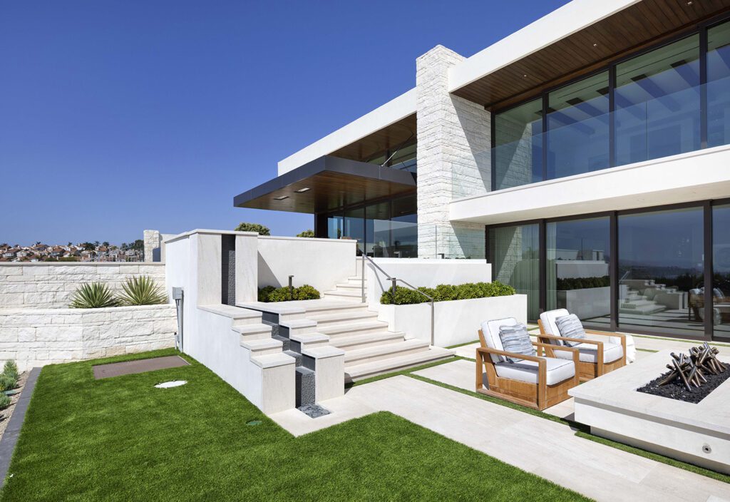 Courtyard designed by Daniel Stewart Landscape Architect at The Strand in Dana Point, CA.