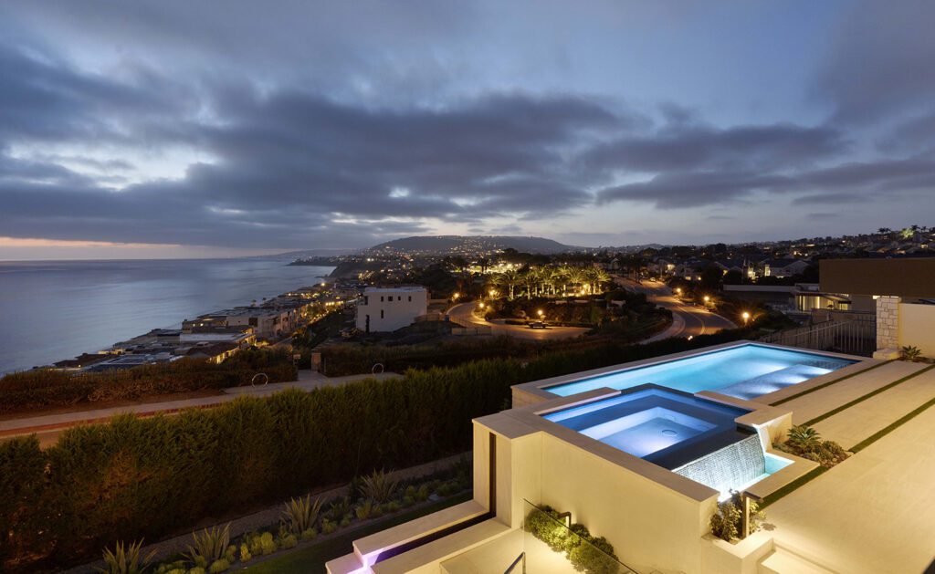 Pool designed by Daniel Stewart Landscape Architect at The Strand in Dana Point, CA.