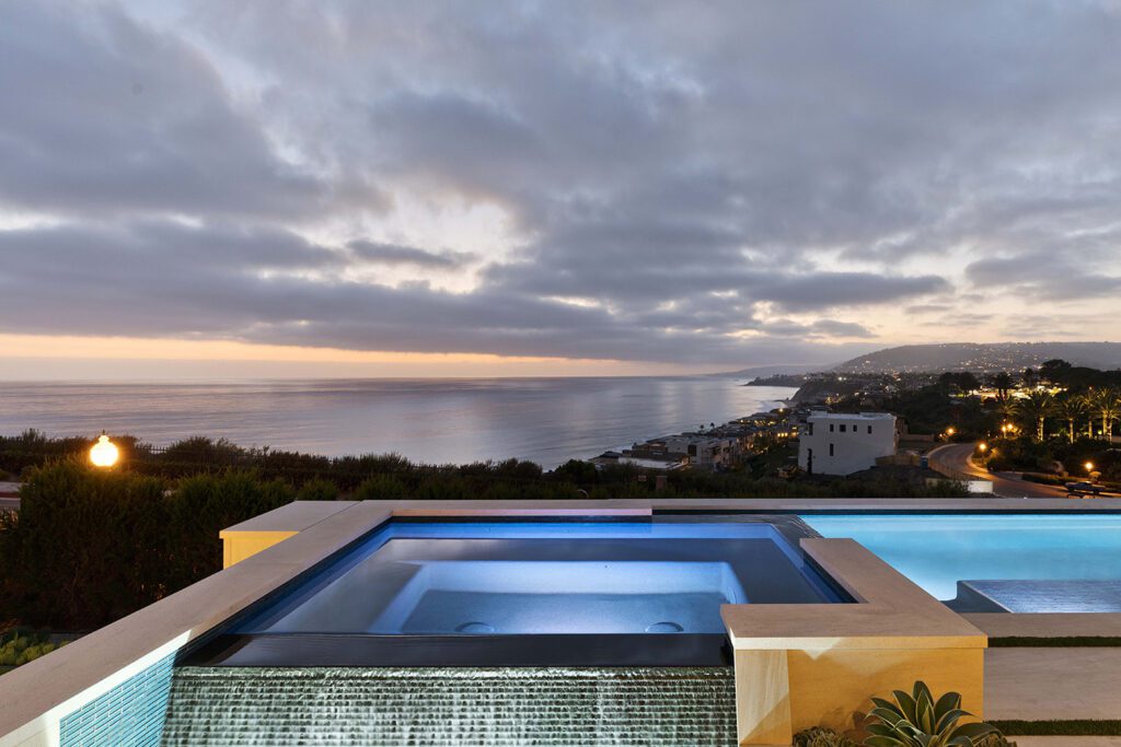 Pool designed by Daniel Stewart Landscape Architect at The Strand in Dana Point, CA.