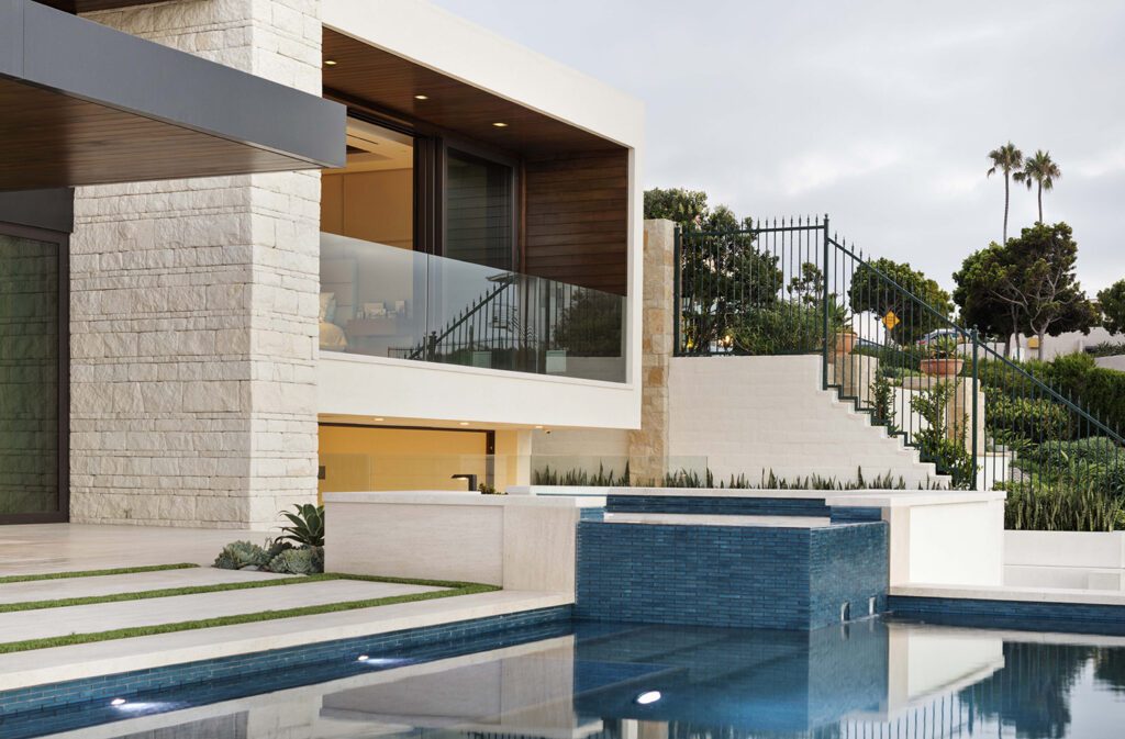 Pool designed by Daniel Stewart Landscape Architect at The Strand in Dana Point, CA.